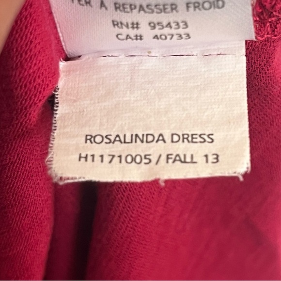 Horny Toad Rosalinda Dress Size Medium Red Organic Cotton Blend Ruched Midi - Picture 8 of 12
